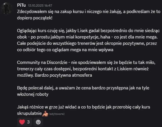 Opinia kursanta 15 z Discorda